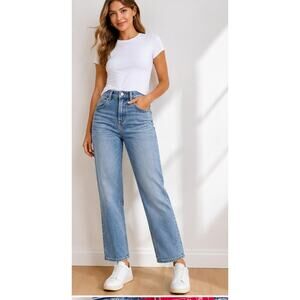 SPANXshape Authentic 90s Straight Leg Jeans Petite NWT Light Wash PS